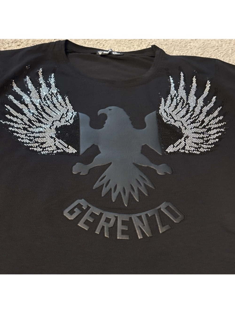David & Gerenzo Black Rhinestone Wing Eagle Graphic Tee Edgy Streetwear Shirt L - Picture 11 of 15